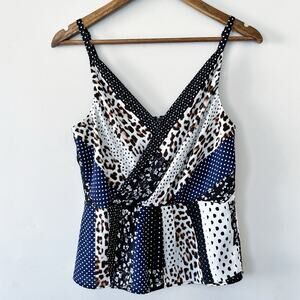 CAbi Surplice Leopard & Polka Dot Tank Top Size 6 NWOT